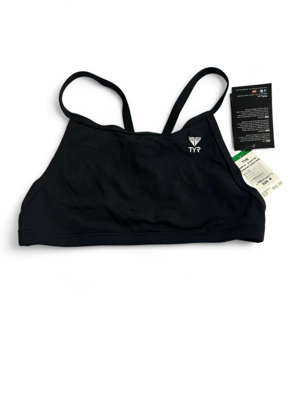 TYR Black Sport Swim Crop Top with Thin Straps